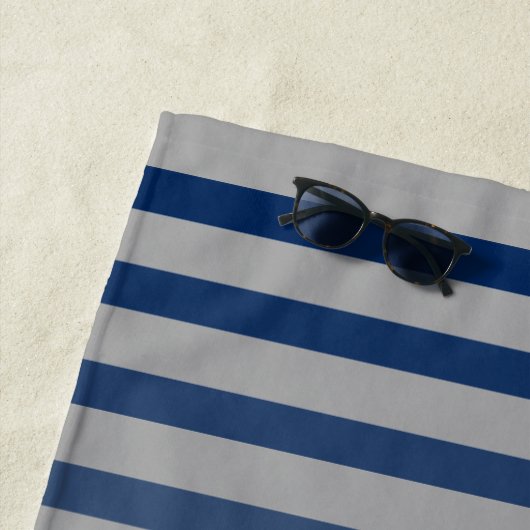 Grijs blauw Nautisch Anker Jouw naam of Boat Strandlaken (In situ)