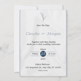 Grijs Blauw Save the Date Wedding Invitation Kaart