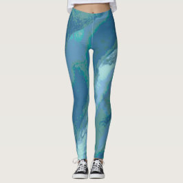 Grijs Blauw "Schrijf op de rand" Gepatenteerde Leg Leggings