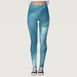 Grijs Blauw "Schrijf op de rand" Gepatenteerde Leg Leggings
