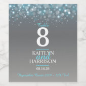 Grijs blauw tafelnummer bruiloft aangepaste wijnla wijn etiket (Enkel label)