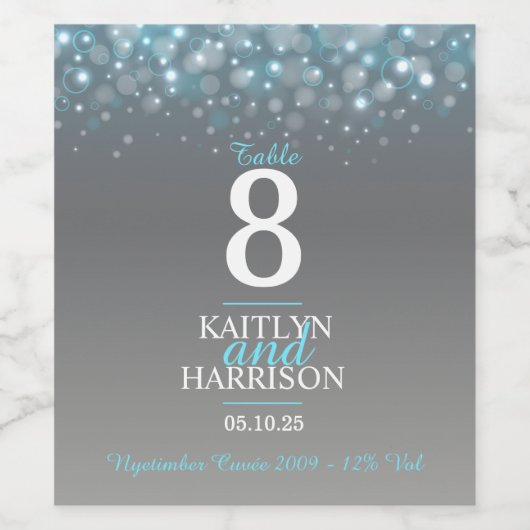 Grijs blauw tafelnummer bruiloft aangepaste wijnla wijn etiket (Enkel label)