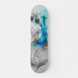 Grijs Blauw Turquoise Waterverf Betta Vis Skateboard