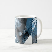 Grijs, blauw, wit abstract patroon. koffiemok (Voorkant rechts)