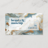 Grijs Blauwgroen Blauw Goud Wit Marmeren Kunstpatr Visitekaartje (Voorkant)