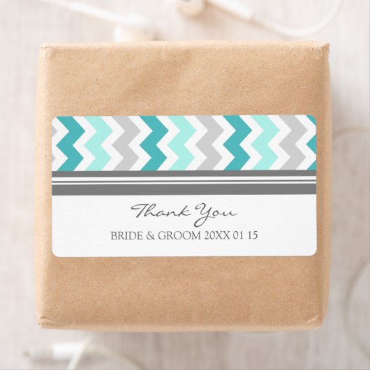 Grijs Blauwgroen Chevron trouwlabels Etiket (Insitu)