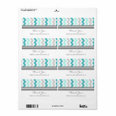 Grijs Blauwgroen Chevron trouwlabels Etiket (Full Sheet)