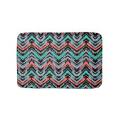 Grijs, Blauwgroen en koraal met Chevron Pattern Badmat (Voorkant)