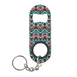 Grijs, Blauwgroen en koraal met Chevron Pattern Mini Flessenopener