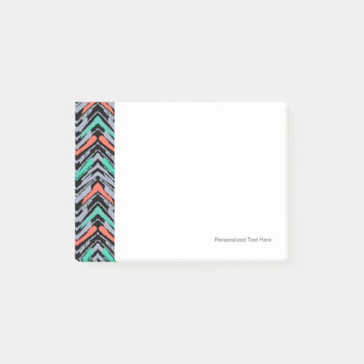 Grijs, Blauwgroen en koraal met Chevron Pattern Post-it® Notes (Voorkant)