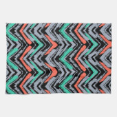 Grijs, Blauwgroen en koraal met Chevron Pattern Theedoek (Horizontaal)
