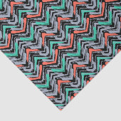 Grijs, Blauwgroen en koraal met Chevron Pattern Tissuepapier (Detail)