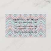 Grijs, Blauwgroen en koraal met Chevron Pattern Visitekaartje (Achterkant)
