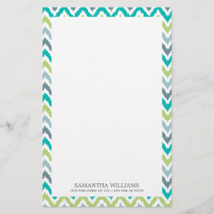 Grijs Blauwgroen Groen Zigzag Ikat Patroon Briefpapier