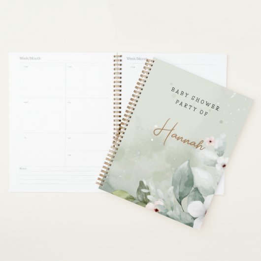  Grijs Bloemen Baby shower Geschenkplanner Planner (Display)