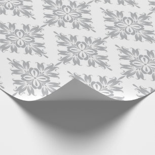 Grijs Bloemen Damast Symmetrische Koninklijke Brui Cadeaupapier