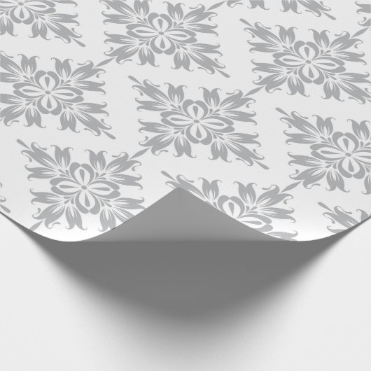 Grijs Bloemen Damast Symmetrische Koninklijke Brui Cadeaupapier (Hoek)