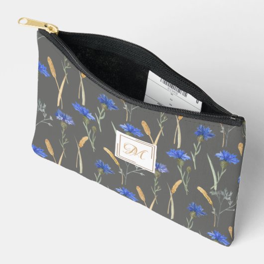 Grijs Bloemen Wildflower Monogram Etui (Open)