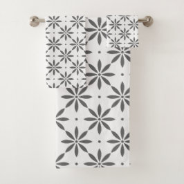 Grijs bloempatroon Handdoeken