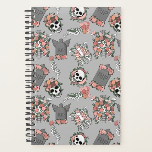 Grijs bloemskelet planner (Voorkant)