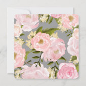 Grijs | Blush Pink Peonies Waterverf Weddenschap Kaart (Achterkant)