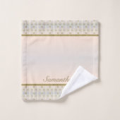Grijs, Blush Roze En Goud Geometrisch Patroon Bad Handdoek (Wasdoekje)
