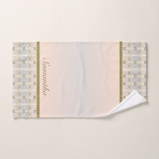 Grijs, Blush Roze En Goud Geometrisch Patroon Bad Handdoek (Handdoek)