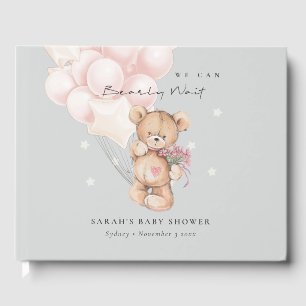 Grijs Blush Wake Beer ballonBaby shower Gastenboek