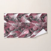 Grijs, bordeaux, wit abstract patroon. bad handdoek (Handdoek)