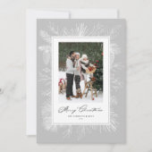 Grijs Botanisch Lijst Kerstfotokaart (Voorkant)