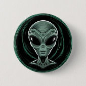 Grijs buitenaards hoofd ronde button 5,7 cm (Voorkant)