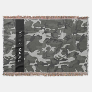 Grijs camouflagepatroon, Jouw naam, personaliseren Deken