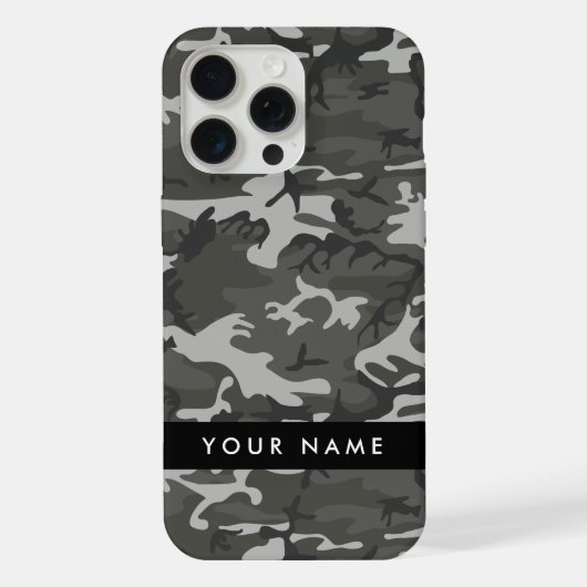 Grijs camouflagepatroon, Jouw naam, personaliseren iPhone Hoesje (Achterkant)