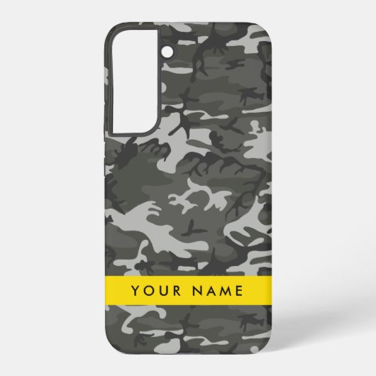 Grijs camouflagepatroon, Jouw naam, personaliseren Samsung Galaxy Hoesje (Achterkant)