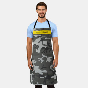 Grijs camouflagepatroon, Jouw naam, personaliseren Schort