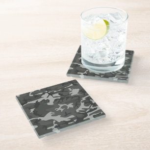 Grijs camouflagepatroon, militair patroon, leger glazen onderzetter