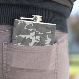 Grijs camouflagepatroon, militair patroon, leger heupfles