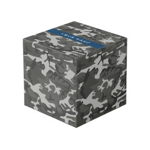Grijs camouflagepatroon, uw naam, personaliseren kubus