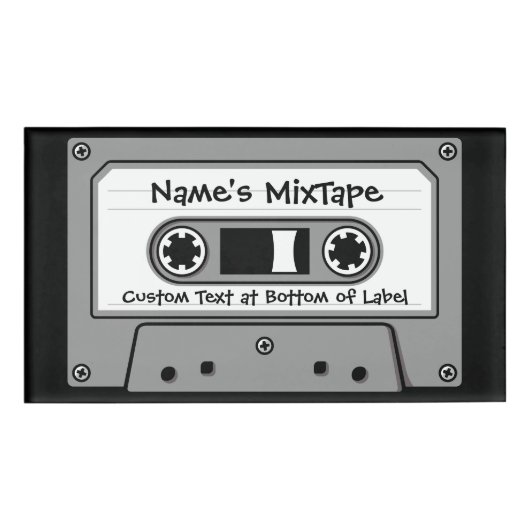 Grijs Cassettebandje audio Naambadge (Voorkant)
