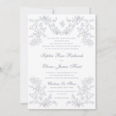  Grijs Chinoiserie Monogram Bruiloft Kaart (Voorkant)