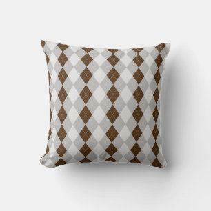 grijs & CHOCOLAAT BROWN Diamonds ARGYLE Patroon Kussen