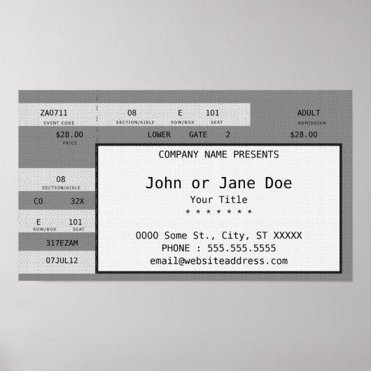 grijs concertkaartje poster (Voorkant)