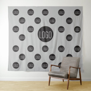 Grijs Custom Logo backdrop Bedrijf stap en herhaal Wandkleed