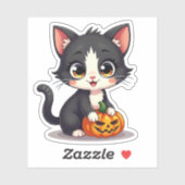 Grijs Cute B&W Kitten – Halloween Sticker (Vel)