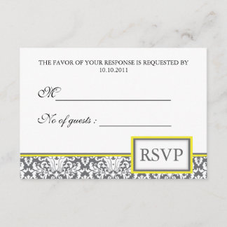 "Grijs Damask (geel)" Damask RSVP nodigt uit Kaartje