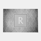 Grijs Damast Monogram Deurmat (Voorkant)