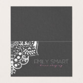 Grijs Damast Wit Mandala Visitekaartjes (Buitenkant ongevouwen)