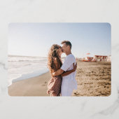 grijs deco monogram foto goud SAVE THE DATE Folie Uitnodiging (Achterkant)