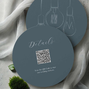Grijs Details QR code Kaart Industrial Chic Weddin