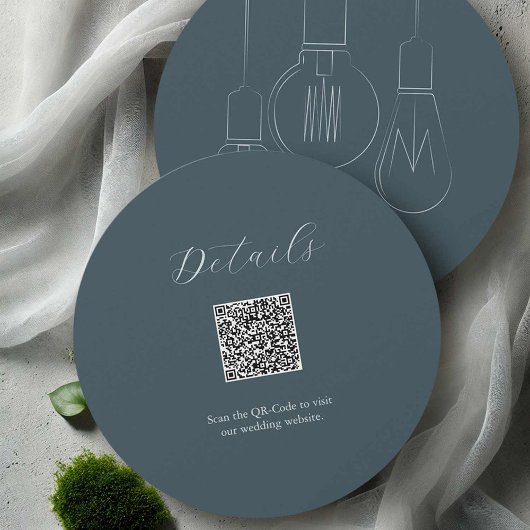 Grijs Details QR code Kaart Industrial Chic Weddin